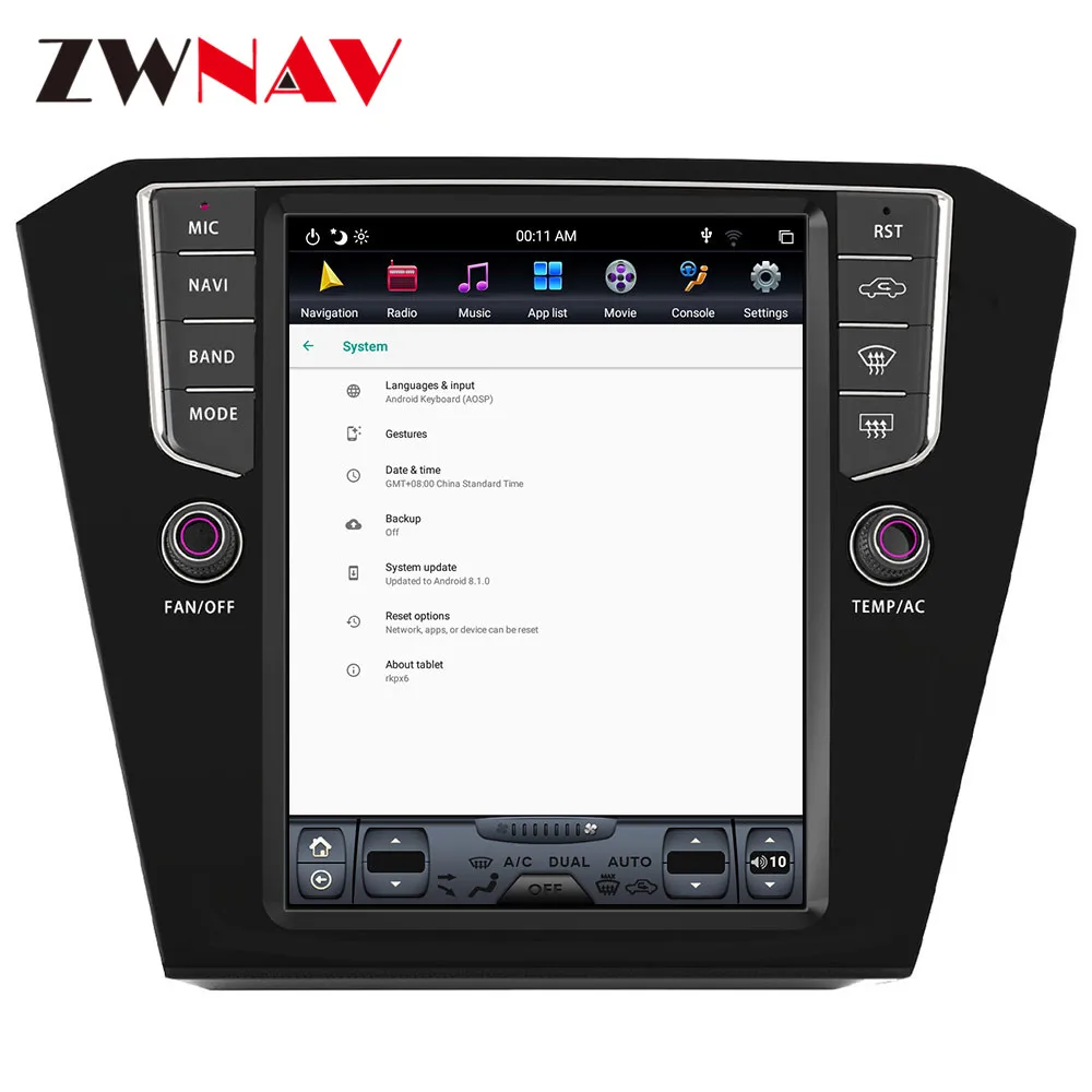 Zwnav вертикальный автомобильный сенсорный экран в стиле Tesla Android 9,0 PX6 4 Гб+ 64 Гб Встроенный DSP CARPLAY для Volkswagen Magotan 20013- gps навигация