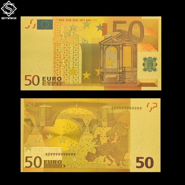 Faux billets de banque en or en argent européen, billets de 50 monnaies,  illustration - AliExpress