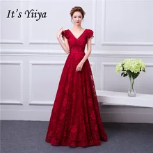 Это Yiiya вечернее платье для беременных женщин вечерние платья размера плюс ormal платья с v-образным вырезом длинное Бордовое платье de soiree LF171