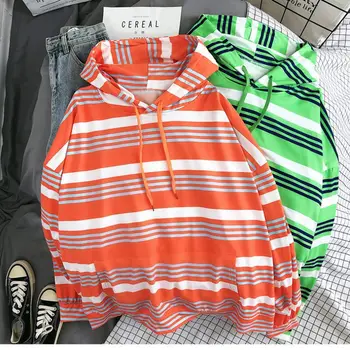 

Fashion Hoodies Women Autumn Winter Simple Long Sleeve Stripes Print Hoodie Casual Loose Round Collar Hooded Sweatshirts.w