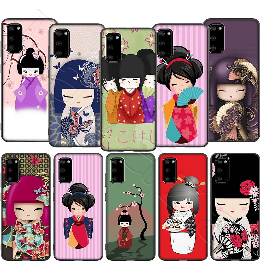 Kawaii японская кукла Kokeshi чехол для Samsung Note 10 S6 S7 S8 S9 S10 S10e S20 ultra A71 A51 A81 A91 M10 M20 M30 Lite Plus |