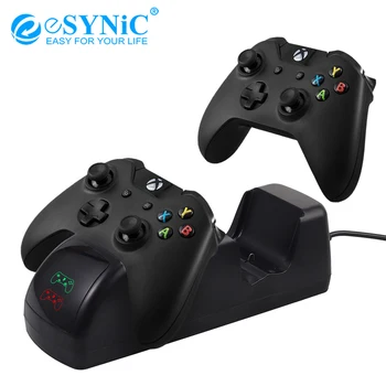 

eSYNiC For Xbox One S Controller Twin Charging Station & 1200 Nimh Rechargeable Battery Pack 5V Charger Docking Charging Station