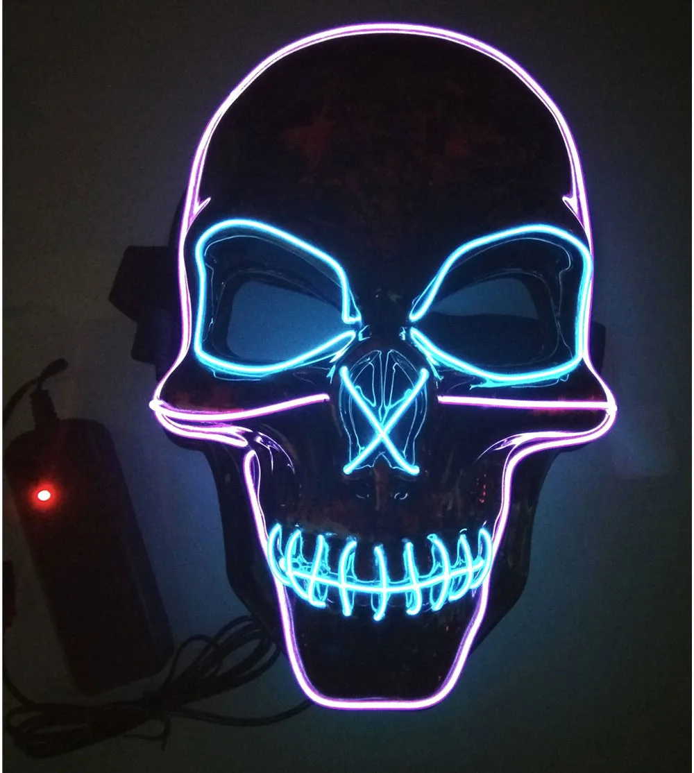 Светодиодный GLE светящаяся маска, светильник на Хэллоуин, El Wire, светодиодный, страшная маска для косплея, костюм на Хэллоуин, вечерние светится в темноте, хакерские маски