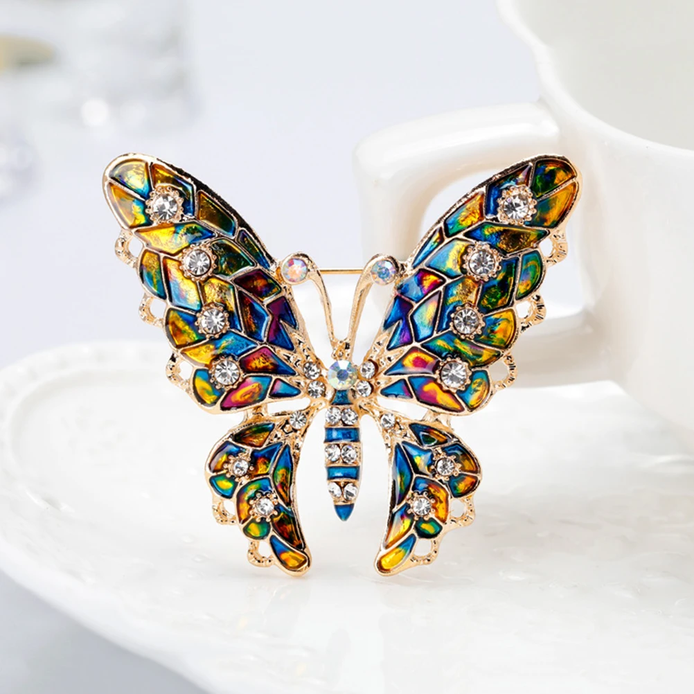 1pc Brooch Alloy Butterfly Shape Colorful Elegant Breastpin Corsage Gift Women Brooch Birthday 