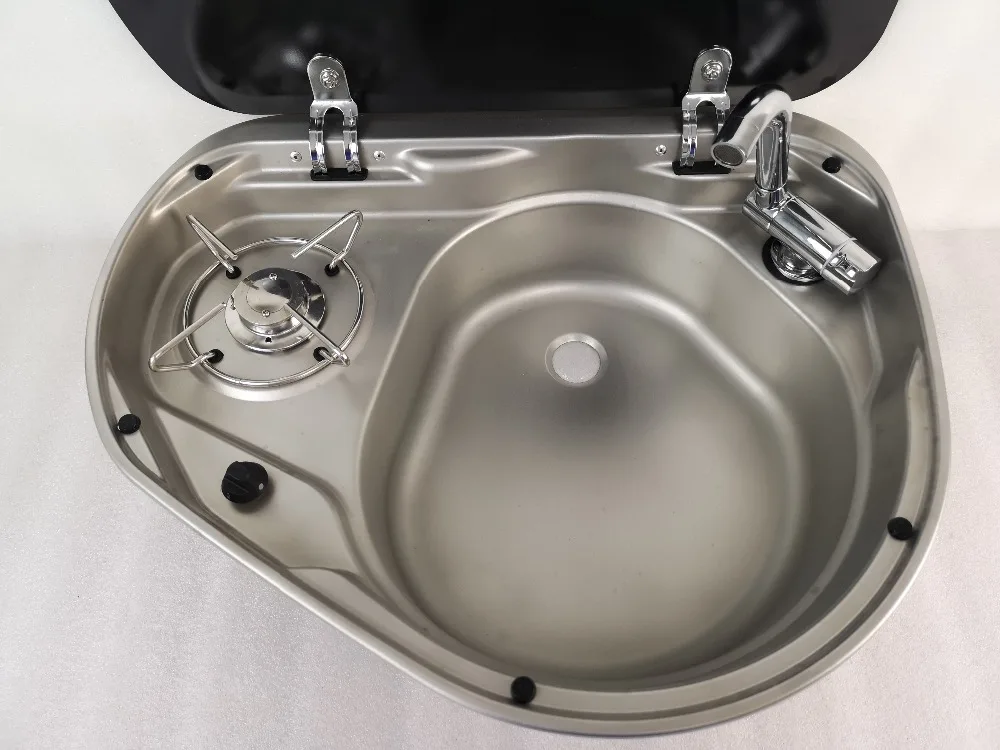 Лодка Караван RV LPG газовая горелка и комбинированная раковина с закаленным стеклом Топ 525*425*150 мм GR-600R