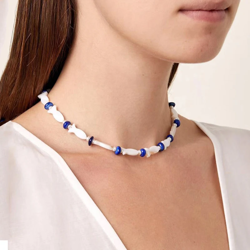 Simpleness Porcelain Stone Beaded Necklace Anomalistic Individuality Short Choker Friendship New Year Gift Collier Femme