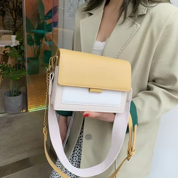 

JIULIN 2019 the new fashion one shoulder bag oblique satchel collision color simple small square bag women's bag