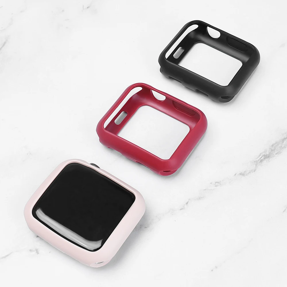TPU чехол Apple для серии 5 4 44 мм 40 мм iWatch series 321 38 мм 42 мм силикагель цветной защитный чехол подходит для ультратонкого ободка