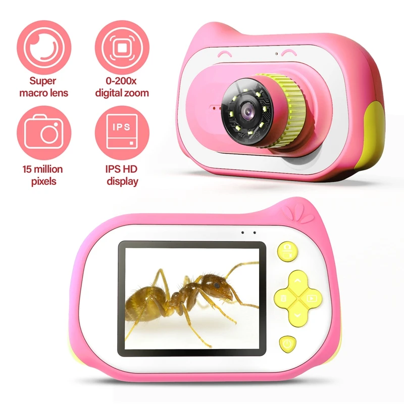 Kids Digital Camera Children Educational Microscope Portable nifying Glass Macro Camera HD Sn