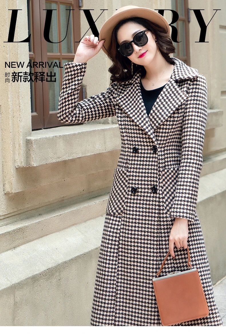Plus size Winter Wool Coat Women Long Coats New Top Quality Slim Ladies double breasted coat Jacket casaco feminino