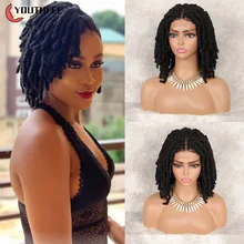 

Youthfee 12" Knotless Braided Wigs With Baby Hair 4X4 Kinky Twist Bob Braid Wig For Black Women Lace Front Synthetic Wig