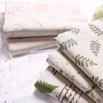 

150cmx100cm Printing Cotton Linen Fabric Handmade DIY Cloth Head Green Leaves Tablecloth Sand Release Linen Cloth Floral Fabric