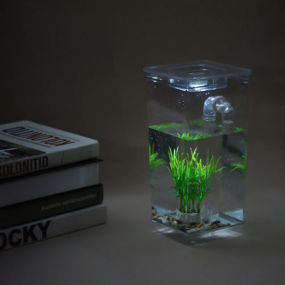 Hot Mini Fish Tank Aquarium Self Cleaning Bowl Convenient Acrylic Desk for Office Home Decoration Pet Accesso |