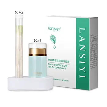 

Pierced Ear Cleaning Set Herb Solution Paper Floss Ear Hole Aftercare Tools Kit E65F