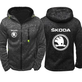 

Hoodies Men Skoda Car Logo Print Casual Hip Hop Harajuku Long Sleeve Hooded Sweatshirts Mens zipper Jacket Man Hoody Clothing