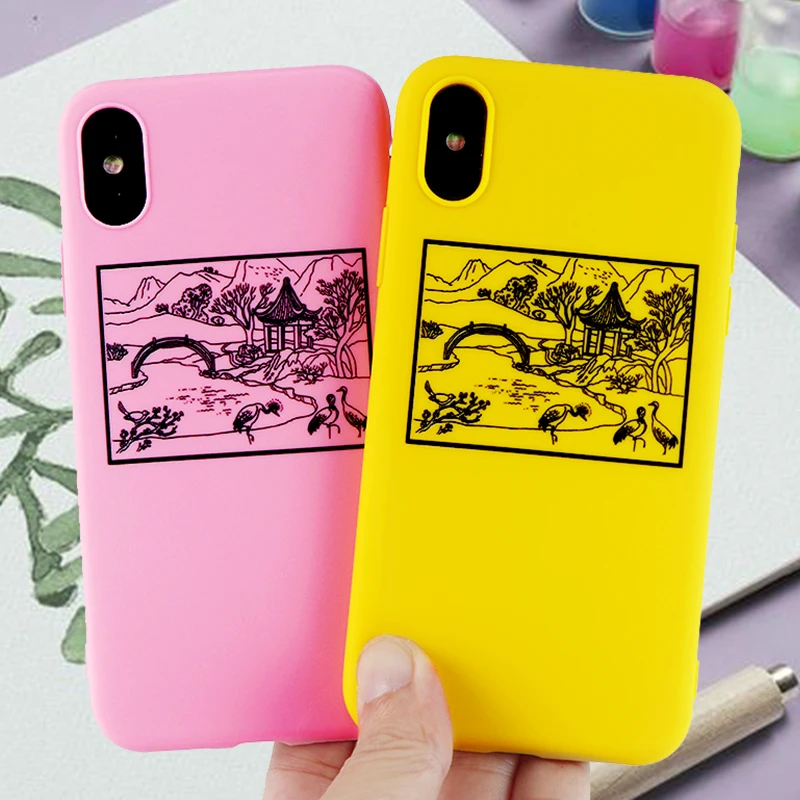 Ландшафтные Чехлы для сотовых телефонов IPhone X XS MAX XR 8 7 6s Plus мягкий силиконовый