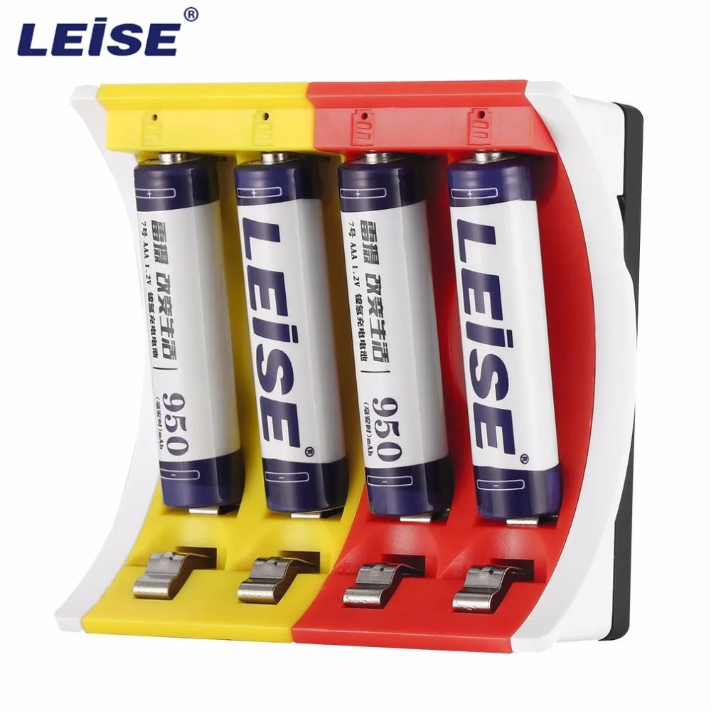 

LEISE Yellow & Red 4 Slots Smart USB Charger with LED Indicator Charging for AA & AAA Ni-MH Rechargeable Batteries