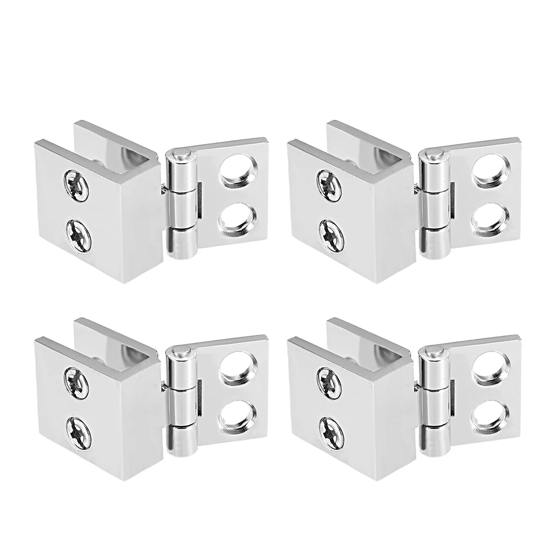 Uxcell New 4pcs for 5-8mm Thickness Glass Door Hinge Zinc Alloy Glass Clamp 0 Degree Cupboard Showcase Cabinet Furniture