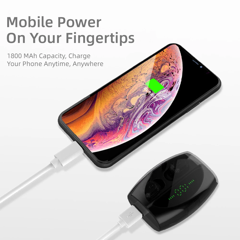 TWS Bluetooth Headset Earbuds LED Display Charging Case Earphone Sport 8D Surround Headsfree Mini For Samsung iPhone Portable