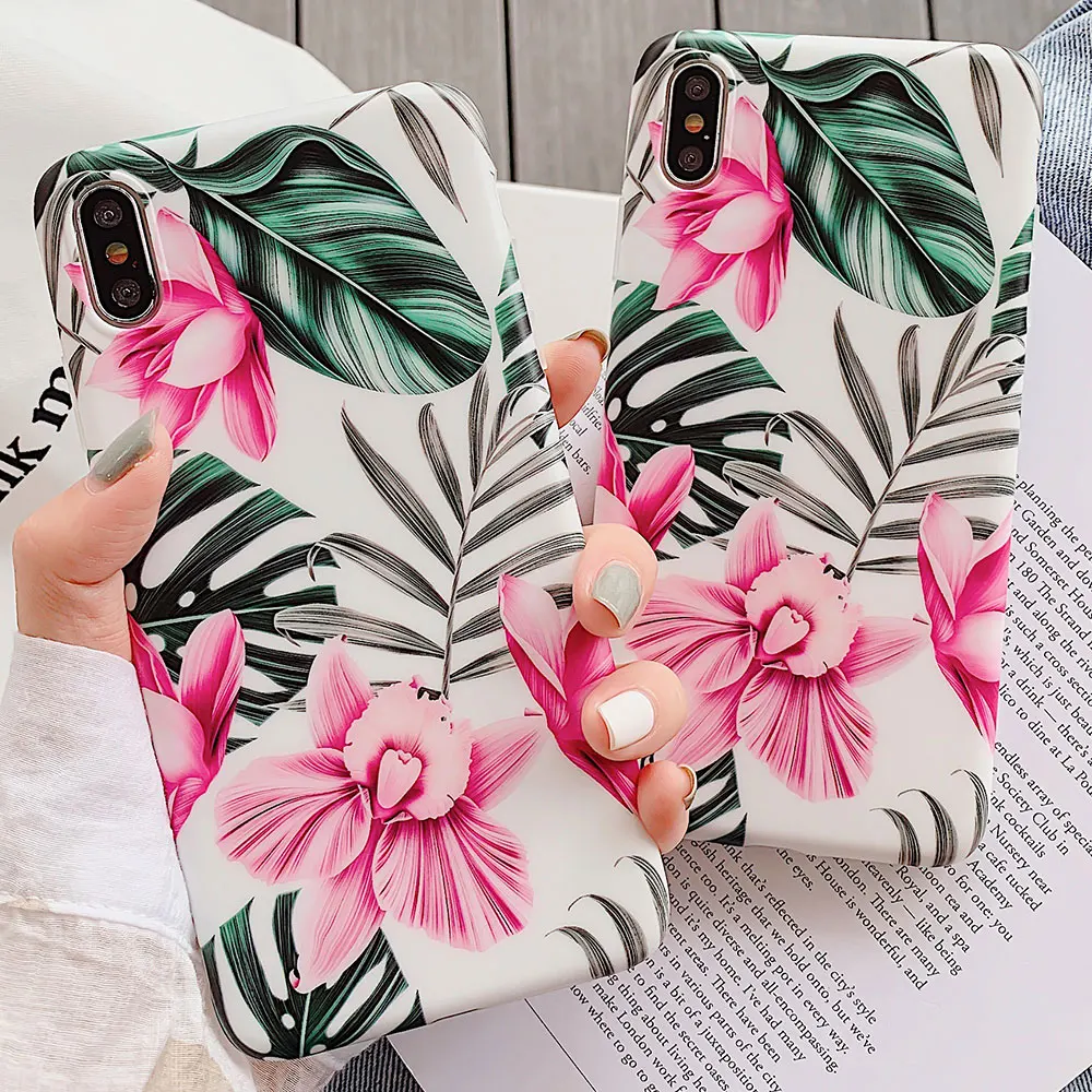 KISSCASE чехол для iPhone X XS XR MAX 7 8 противоударный цветочный 6 6S plus Funda |