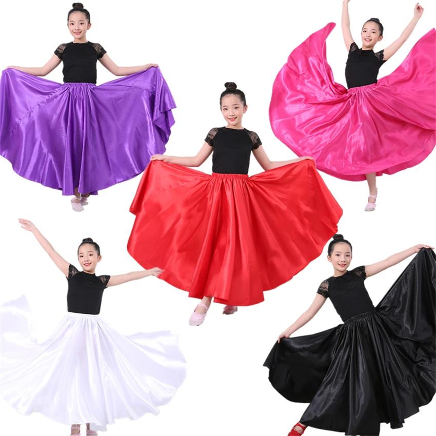 

New Girls Flamenco Skirt Spanish Dance Dress Practice Competition Stage Chorus Performance Costuems for Kids Flamengo Skirts