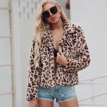 

Thicken Leopard Women Jacket Plus Size Faux Fur Coat Women Slim Casual Leopard Fur Jackets Female Night Club Coat Party Outwear