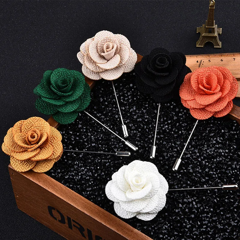 Wedding Boutonniere Pins Corsage Women Men Groom Brooch Flowers Polyester Buttonhole Marriage Roses Guests Prom Suit Accessories image_1