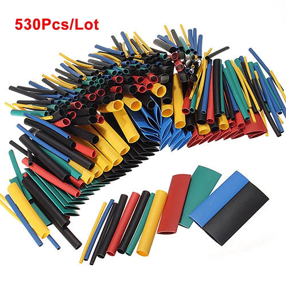530 teile/los Schrumpf Schlauch Kit Schrumpfen Assorted Polyolefin Isolierung Sleeving Schrumpfschlauch Draht Kabel 8 Größen