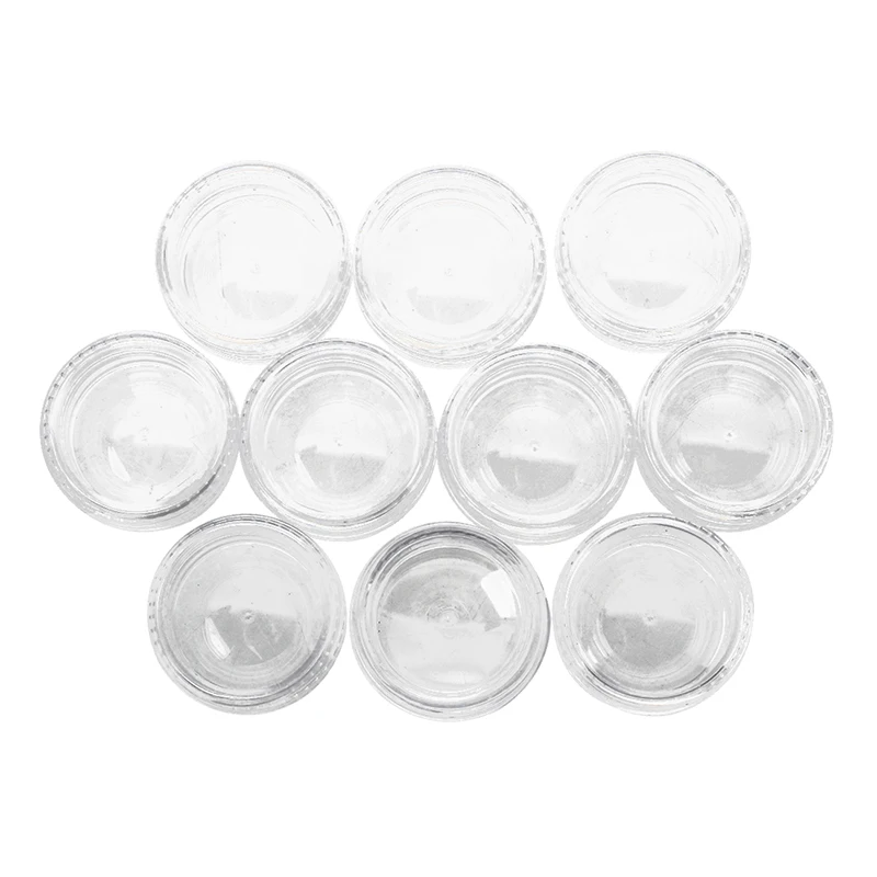 ABVP 10 x Plastic Round Clear Empty Nail Art Storage Box Jar Case Container