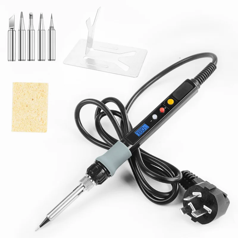 Handskit 90W Digital Electrical Soldering Iron kit Thermal Control Soldering Iron with 4 Wire Core and 5 Tip Welding Tools EU US gas welding equipment Welding Equipment