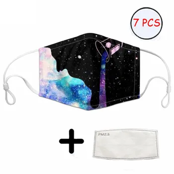 

Starry Milk Pattern Women Dust Protection Mask Anti-Dust Adjustable Earloop Non-disposable Mouth Mask Outdoor for Man Large Size