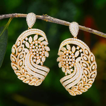 

GODKI Luxury Sun Flower Statement Dangle Earring For Women Wedding Cubic Zirconia DUBAI Bridal Earring Jewelry Accessories2020