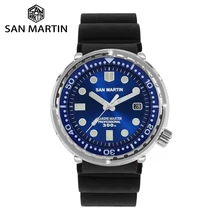 סן מרטין טונה Diver נירוסטה אוטומטית גברים שעון צבעים 30Bar מים עמיד זוהר ספיר תאריך Relojes часы