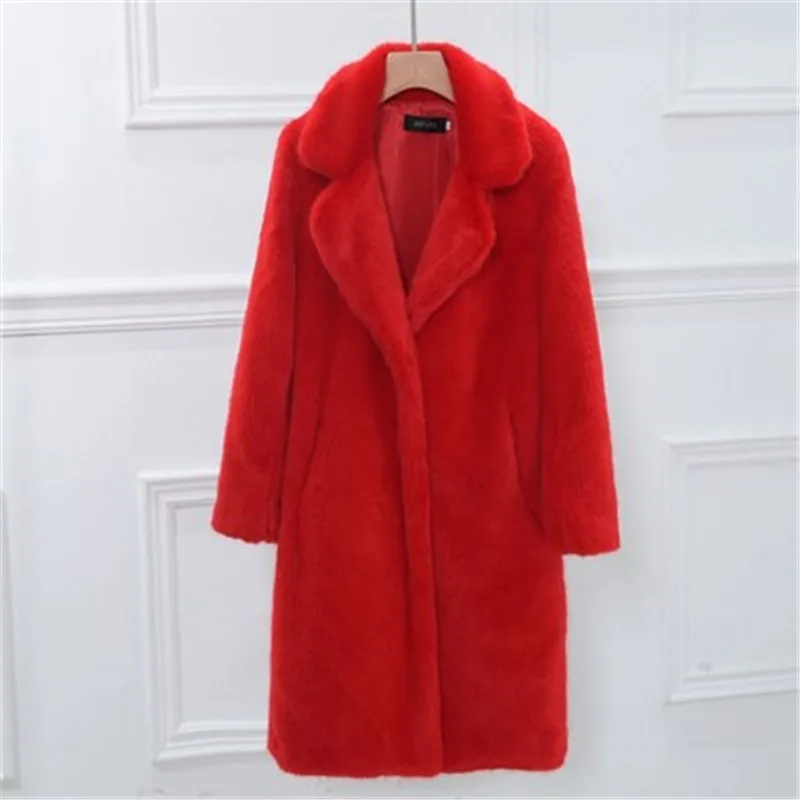Зимние Для женщин высокое качество искусственного меха норки пальто Толстые размера плюс; женские плюшевые пальто Роскошная длинная куртка C мехом свободные теплая верхняя одежда