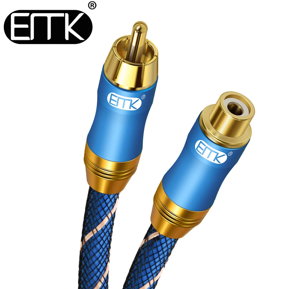 EMK RCA Удлинительный кабель мужской и женский позолоченный медный корпус