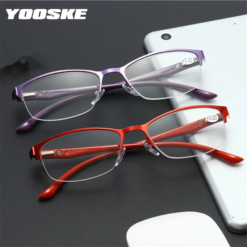 

YOOSKE Reading Glasses Men Women Half-frame Hyperopia Glasses Male Presbyopic Eyeglasses Diopter Glasses +1.0 1.5 2.0 2.5 3.0