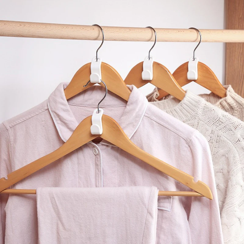 6Pcs Space-saving Hanger Hook Multi-function Storage Organizers Coat Hooks Plastic Closet Stack Hangers for Bedroom Wardrobe