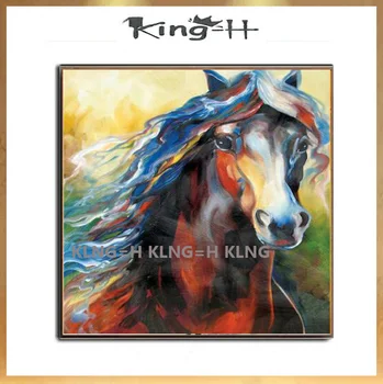 

100%Handpainted Animal Pictures Running Horse Modern Abstract Wall Art Oil Painting On Canvas For Living Room Decor