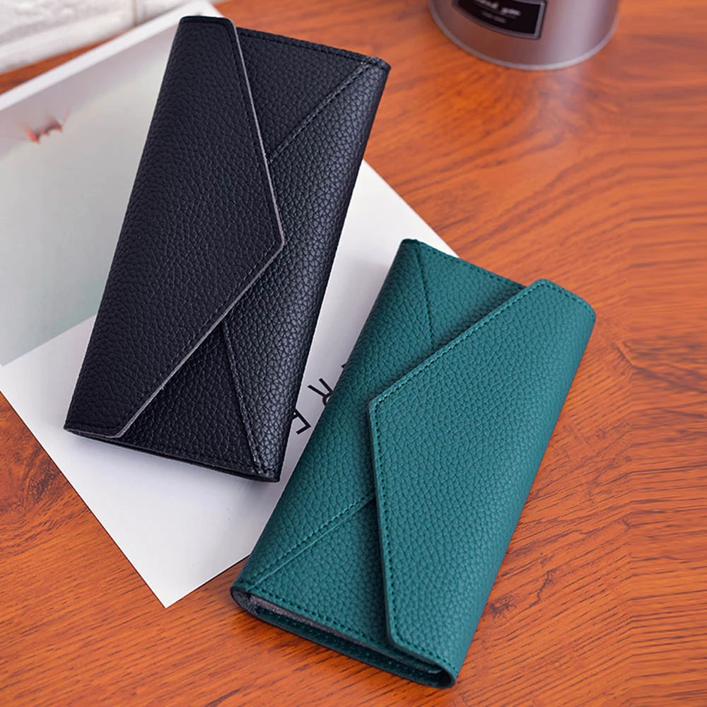 Women Wallets Multifunction PU Leather Wallets Simple Zipper Purses Long Section Clutch Wallet Soft PU Leather Money Bag 815