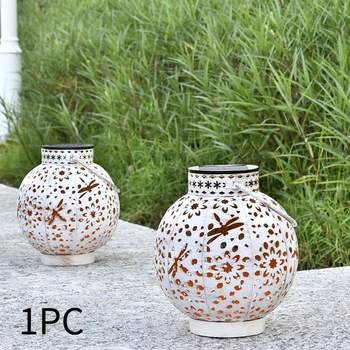 

Moroccan Walkway Table Retro With Handle Outdoor Waterproof Lawn Solar Garden Lantern Iron Yard Park Shadow Effect Hollowed Out