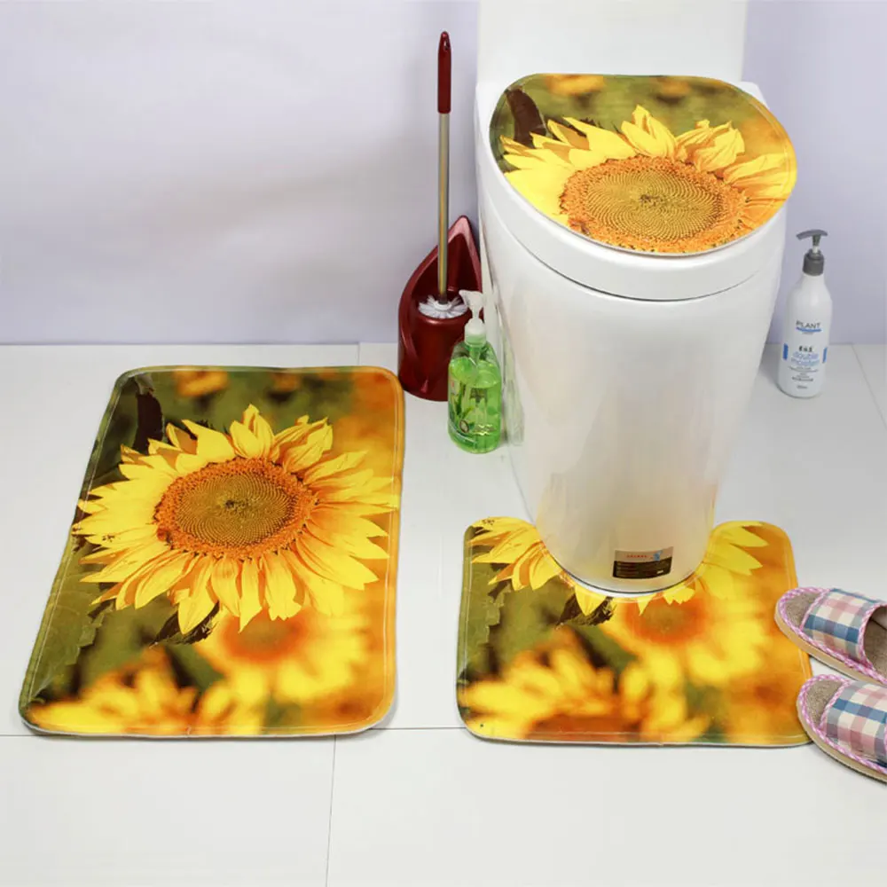 Красочные 3 шт./компл. коврик для туалета Туалет сиденья Модный чехол с принтом "Домашние зимние творческие прочные теплые Декор общие ковры комплект
