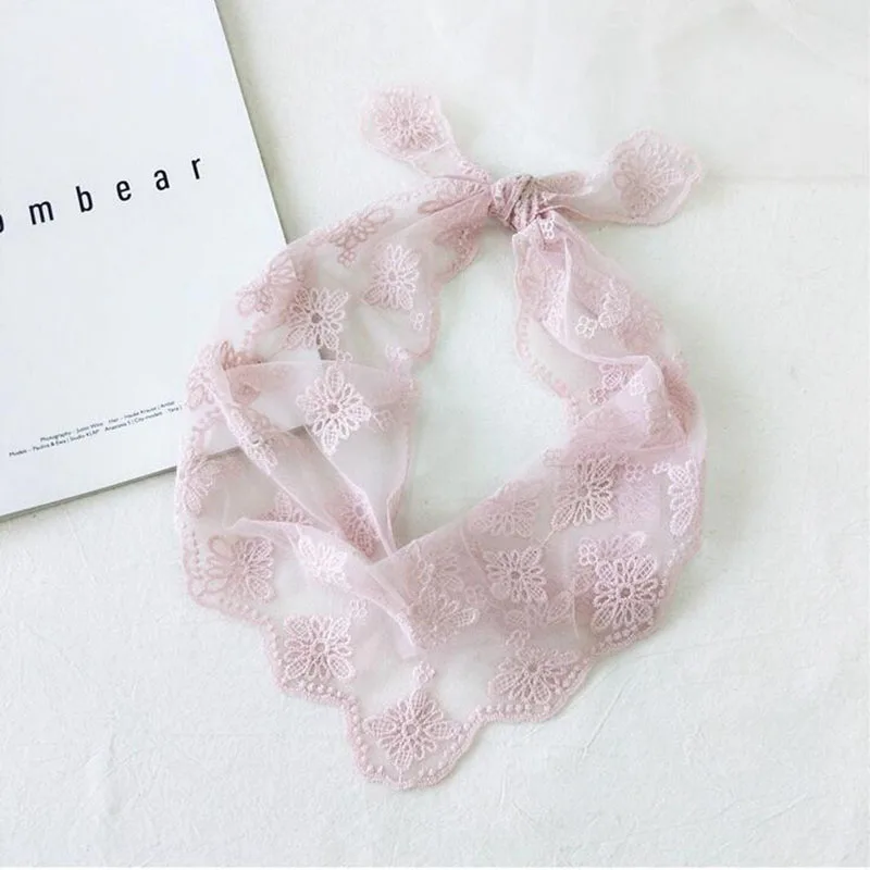 New 5 Colors Women Polyester Silk Scarf Triangular Bandage Lace embroidery Prints Summer Long Wraps Shawl A020 |