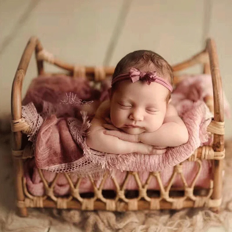 

Newborn Photography Accessories Photo Shooting Props Baby Infant Vintage Woven Basket Baby Boys and Girls Photo Accessorio