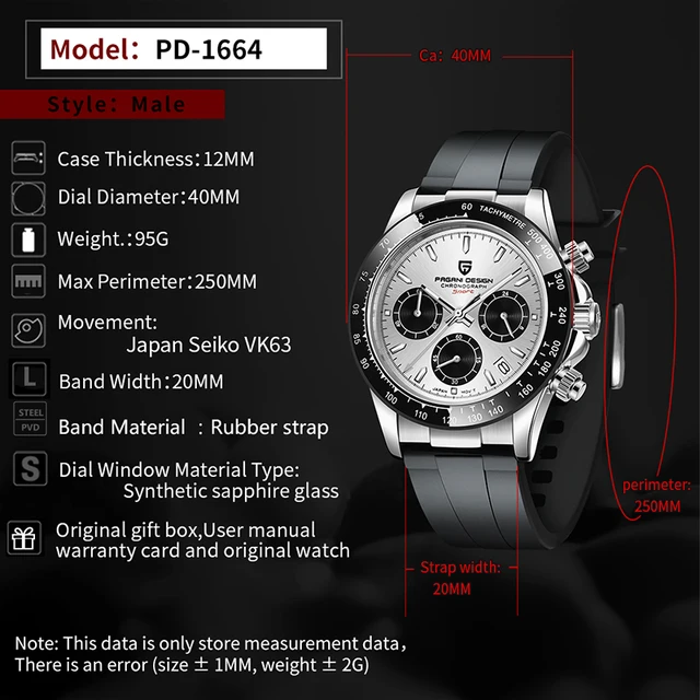 PAGANI DESIGN Men Quartz Watches Top Luxury Fashion Brand Chronograph Watch For Men Silicone Sapphire Business Waterproof Reloj 4