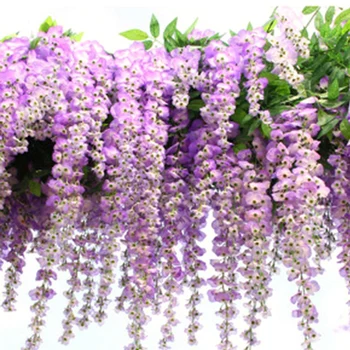 

12Pcs Wedding Decor Artificial Silk Wisteria Flower Vines Hanging Rattan Bride Flowers Garland for Home Garden Hotel