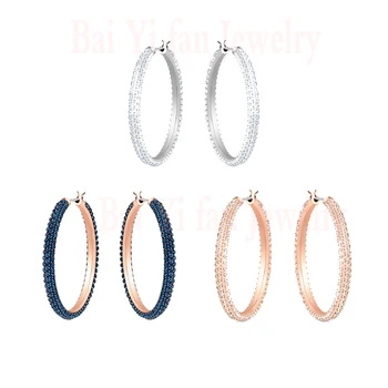 

Fashion Jewelry SWA New STONE Pierced Earring Charming Colorful Big Round Earring Decoration Female Romantic Luxury Jewelry Gift