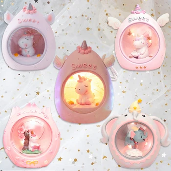 

LED Resin Unicorn Night Light For Children Baby Kids Bedside Lamp children Toy Animal Bedroom Decor Lighting Xmas birthday Gift