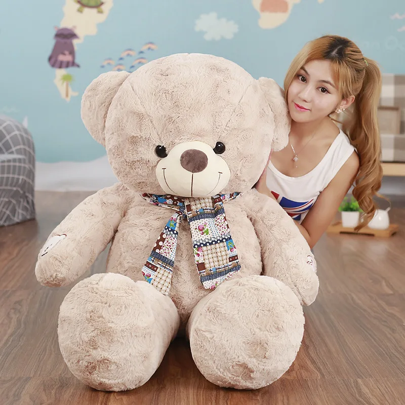 

Mo hua rong Printed Colored Cloth Scarf Teddy Bear Doll Plush Toys Birthday Gift Processing Customizable