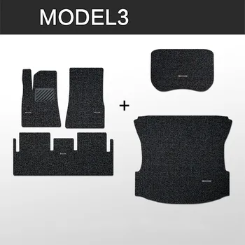 테슬라 모델 3 용 방수 와이어 루프 자동차 바닥 매트, 특수 풀 세트, 무취, 후면 및 전면 부트 코일 카펫