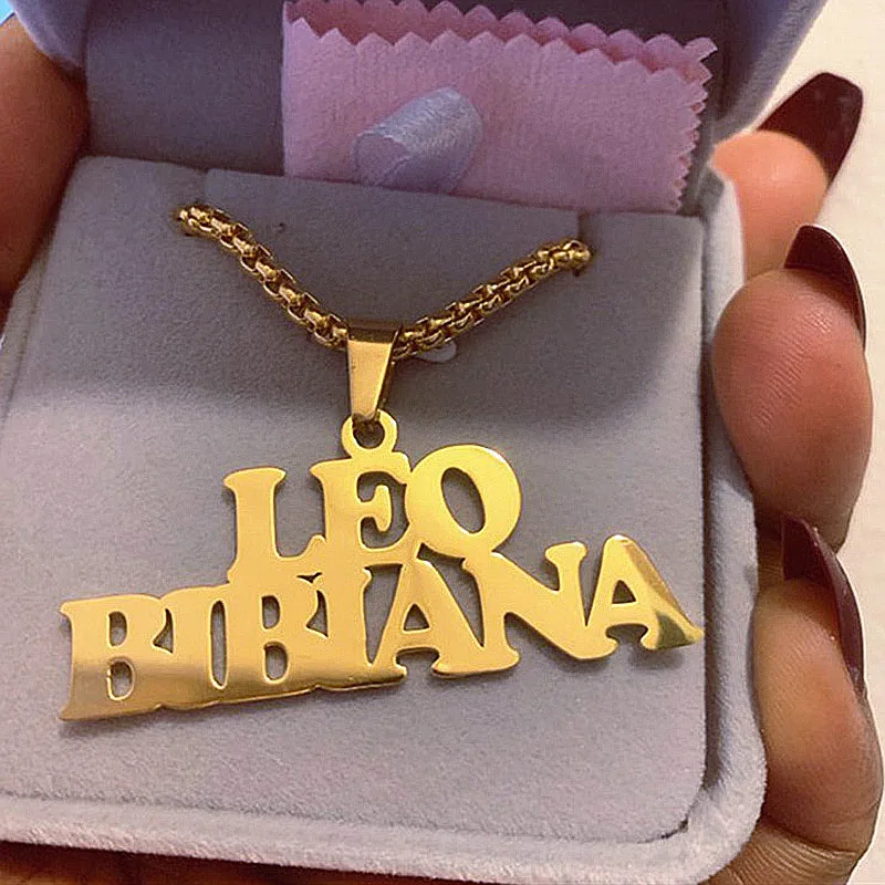 Personalized Name Necklace Customized Stainless Steel Big Nameplate Pendants for Women Men Jewelry Handmade Birthday Gift BFF | Украшения и